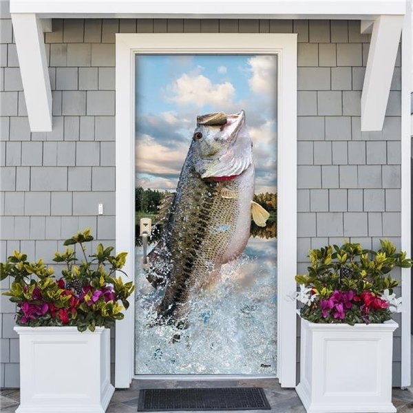 My Door Decor My Door Decor 285906NATR-004 36 x 80 in. Bass Jumping Nature Front Door Mural Sign Banner Decor; Multi Color 285906NATR-004